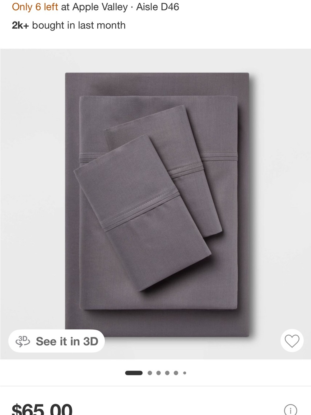 Threshold 400-Thread Count Solid Performance Sheet Set King Gray NEW - Picture 5 of 5